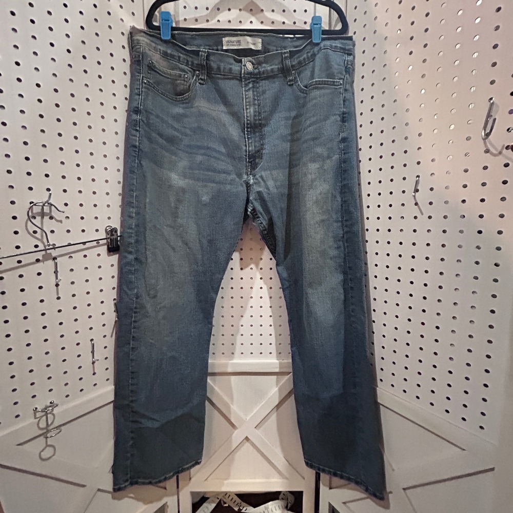 Levi Strauss Signature S51 Straight Leg Blue Wash Denim Jeans Mens‎ 40x30